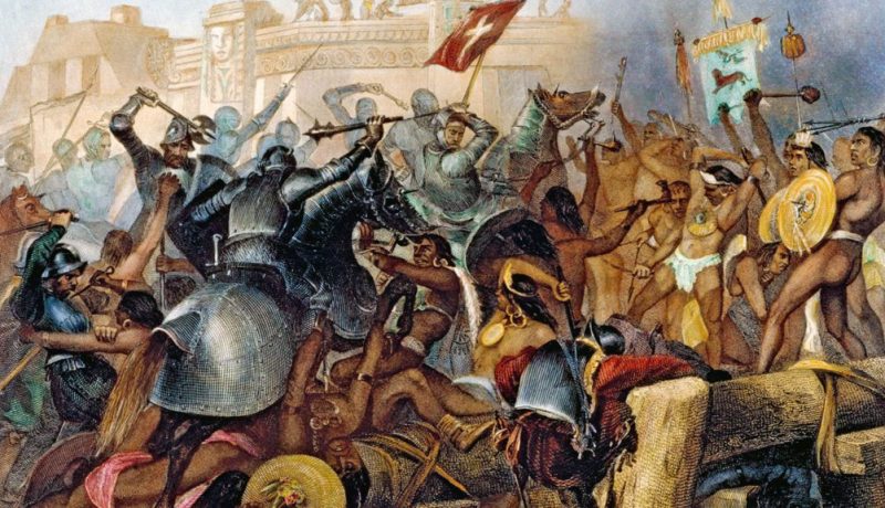 la noche triste de hernan-cortes- pintura