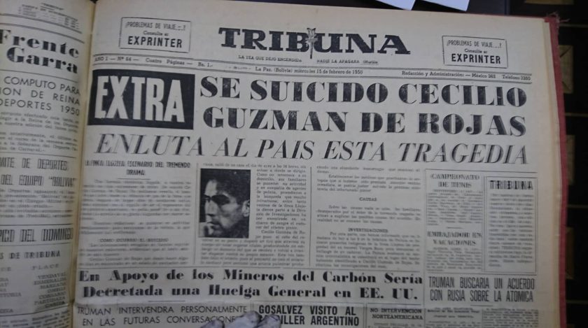 Noticia suicidio Cecilio Guzmán de Rojas
